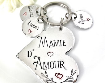 Porte Clé Mamie d'Amour - Cadeau Personnalisé pour Mamie - Idée Fête des Grand-Mères