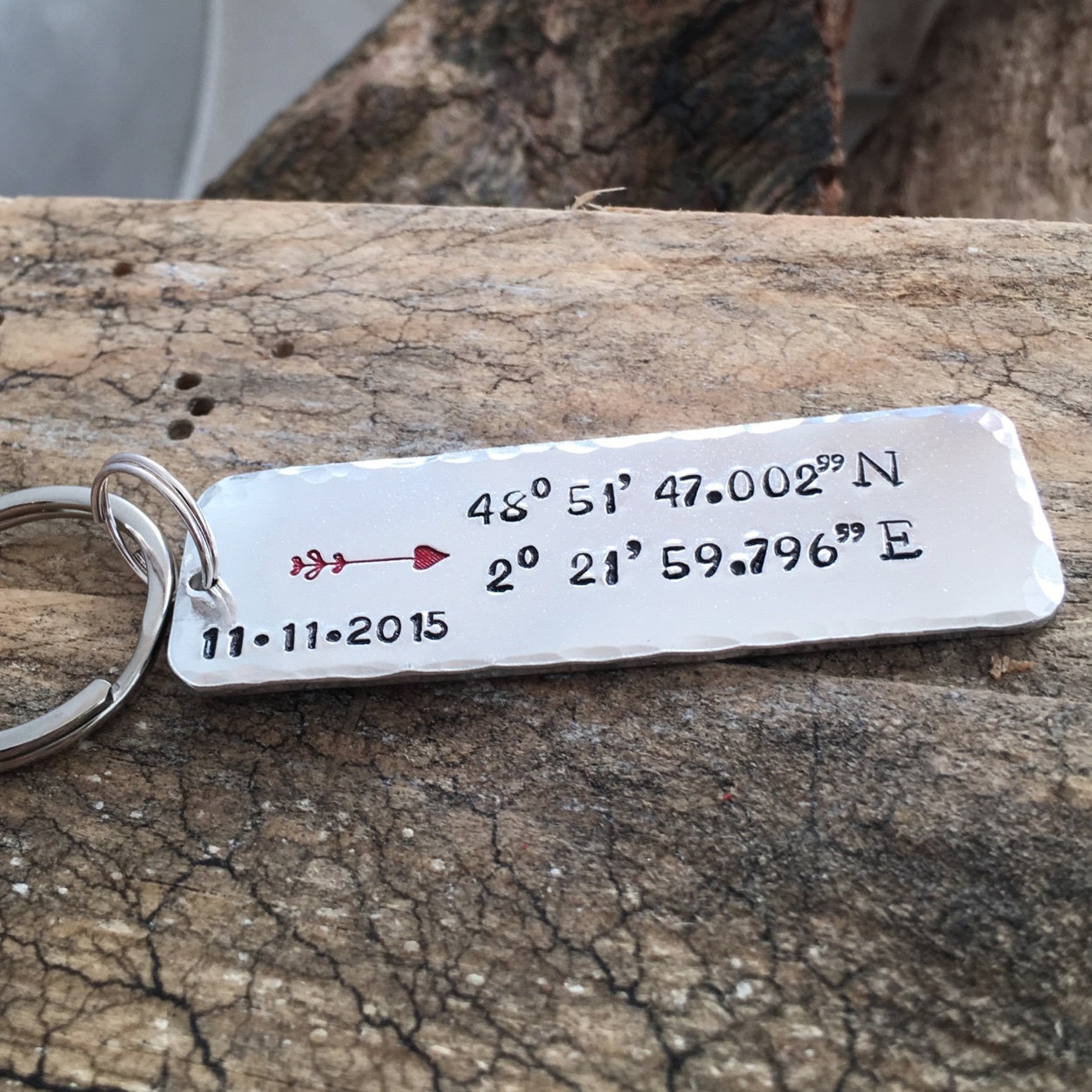 Coordinates Keyring Keychain GPS Keyring Keychain Longitude Etsy