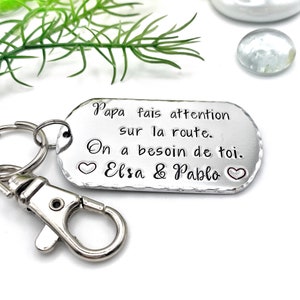 Hand Stamped Papa Keychain Gift for Papa French Keychain image 6