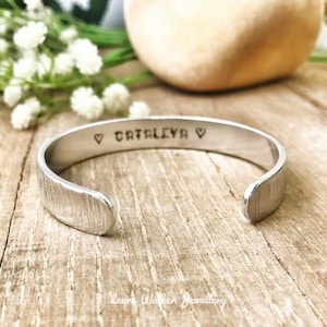 Name Cuff Bracelet, Stamped Silver Name Cuff, Custom Name Bracelet, Idea Friend Bracelet