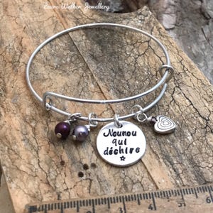 Hand Stamped Personalised French Bracelet, Present End of Term Nounou image 8
