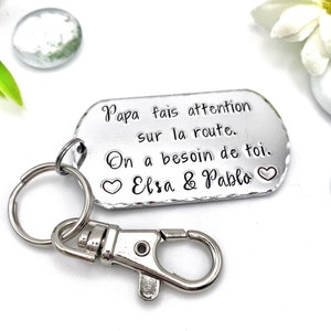 Hand Stamped Papa Keychain Gift for Papa French Keychain image 5