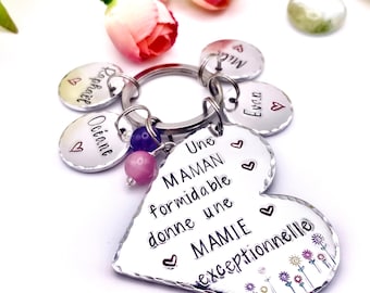 Personalised French Grand-Mère Keyring, Custom Keyring Grandma