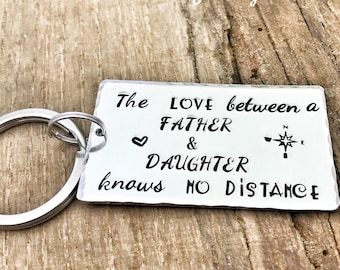 Long Distance Keychain Father, Keychain Father Daughter, Stamped Gift Dad Long Distance, Father's Day Gift