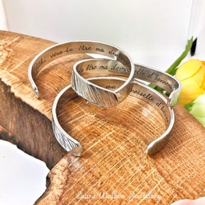 Personalised Cuff Bangle, Custom Metal Bangle, Hand Stamped Message Bangle, Godmother Cuff Bracelet image 3