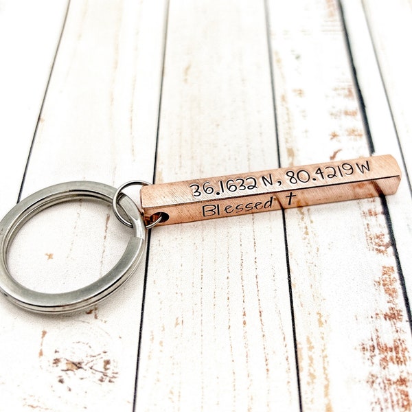 Personalized Copper Bar Keychain, Copper Name Keychain, Copper Anniversary Gift, Custom Copper Keyring