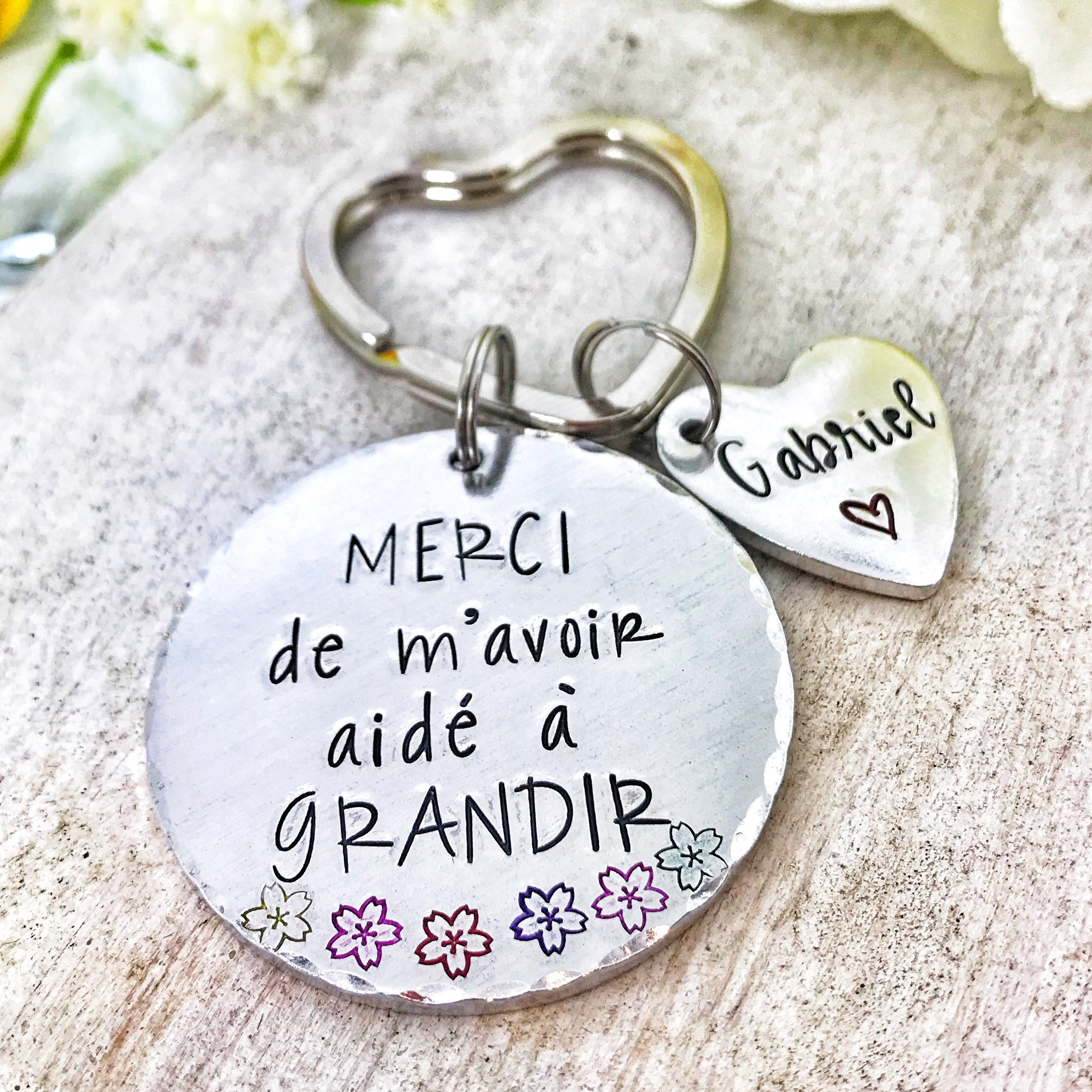 Hand Stamped Maitresse Gift, French Teacher Keyring, Gift French Teac…