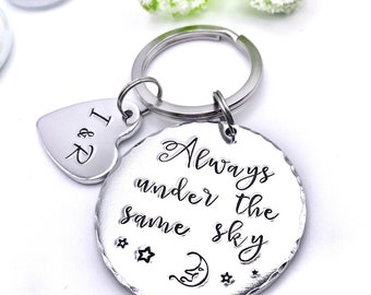 Always Under the Same Sky, Best Friends Keychain, Long Distance Relationship, Deployment Keychain, Gift for Long Distance Friend