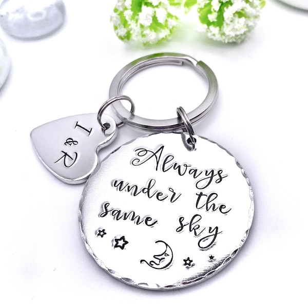 Always Under the Same Sky, Best Friends Keychain, Long Distance Relationship, Deployment Keychain, Gift for Long Distance Friend
