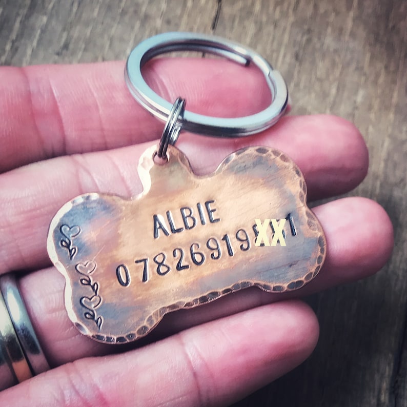 Copper Name Tag Dog Personalized Copper Pet ID Tag Pet ID Etsy