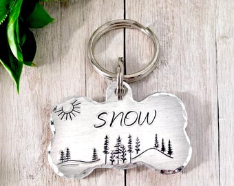 Dog Name Tag, Stamped Dog Name ID Tag, Personalized Pet ID Tags, Pet ID Tags, Stamped Dog Bone, Aluminium Dog Tag