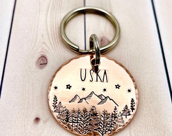 Dog Identity Disc, Custom Dog Tag with Forest Scene