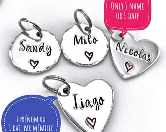 Personalized Name Disc, Stamped Name Disc, Keychain Name Charm, Custom Aluminium Name Tag