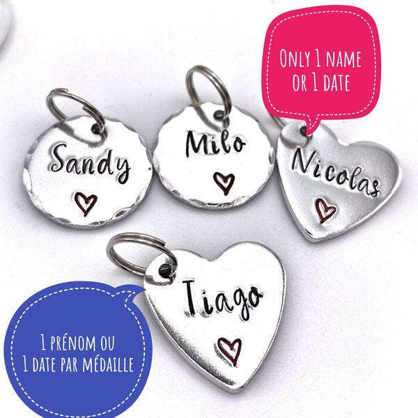 Personalized Name Disc, Stamped Name Disc, Keychain Name Charm, Custom Aluminium Name Tag