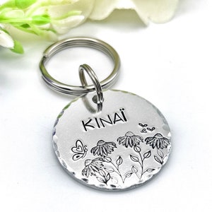 Custom Dog Identification Tag, Personalized Pet ID Tag, Dog Tag with Sunflowers