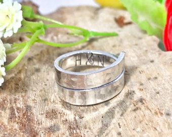 Co-ordinates Ring, GPS Ring, Longitude Latitude Ring, Initials Ring, Stamped Co-ordinates Ring, Wrap Ring