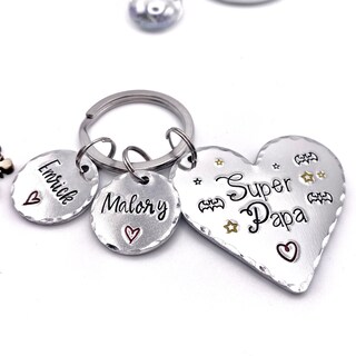 Portachiavi Per Papà 'Papà' In Acciaio Inossidabile: Regalo Per Compleanno, Festa Del Papà, Natale – Confezione In Sacchetto Di Velluto