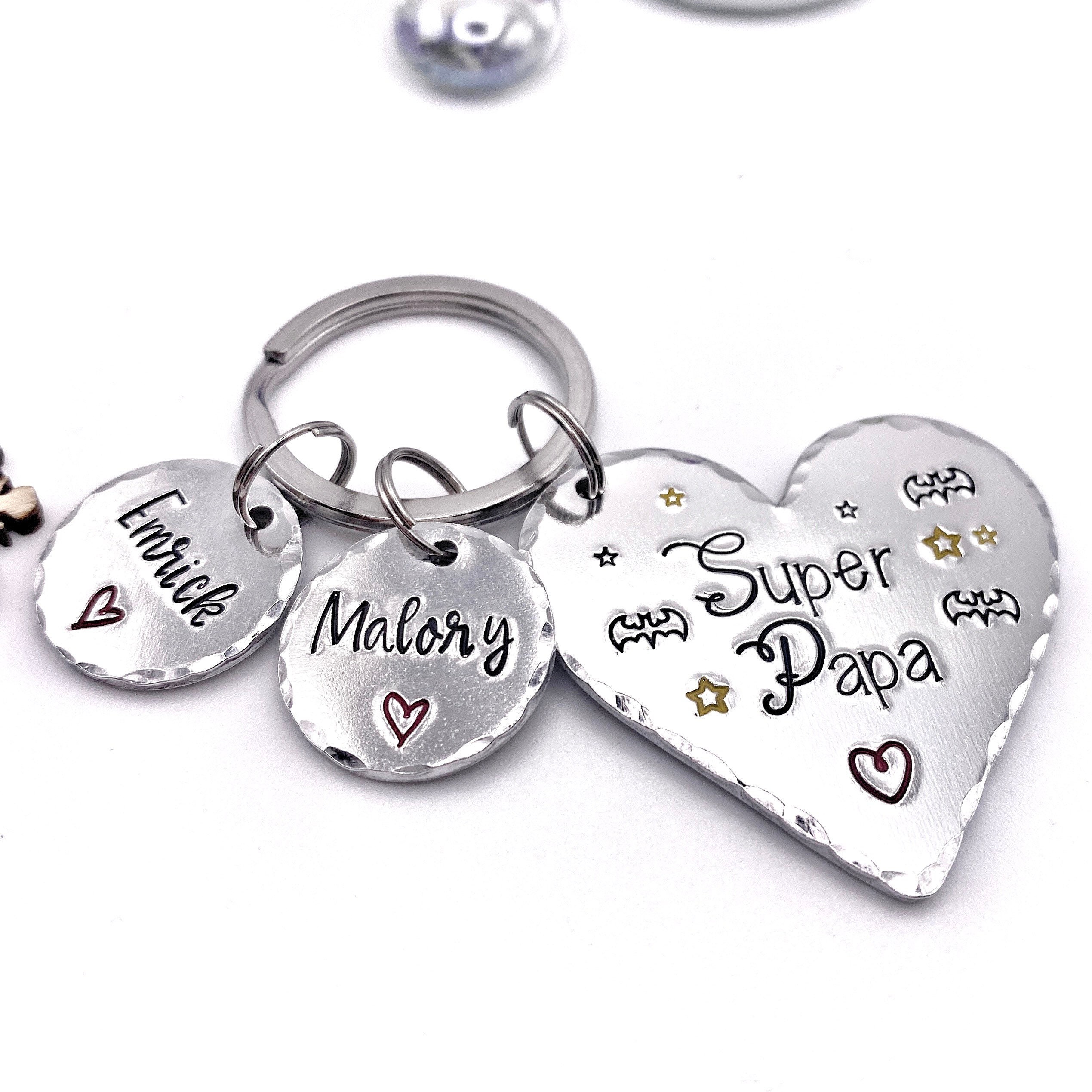 Portachiavi Per Papà 'Papà' In Acciaio Inossidabile: Regalo Per Compleanno, Festa Del Papà, Natale – Confezione In Sacchetto Di Velluto
