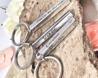 Personalized Aluminium Bar Keychain, Silver Name Keychain, Anniversary Gift Idea, Custom Silver Bar Keyring