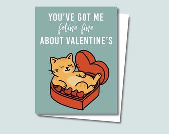 Feline Fine Valentine's Day Card — Funny Hand-Drawn Greeting Card