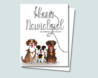 Fleas Navidad Funny Christmas Card — Hand-Drawn Greeting Card