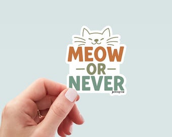 Meow or Never Funny Cat Sticker