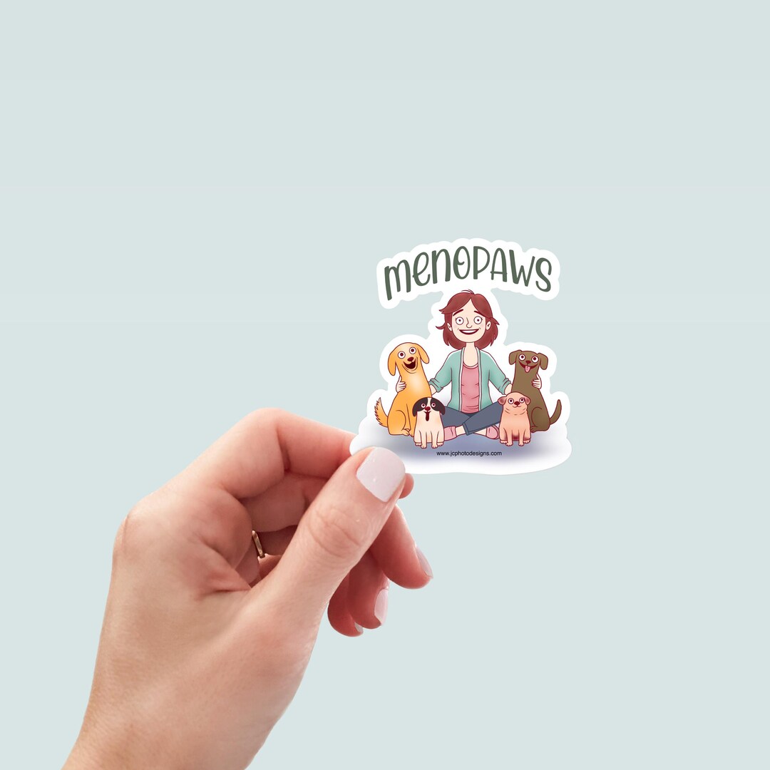 Menopause Dog Sticker, Hand-drawn Vinyl Decal - Etsy