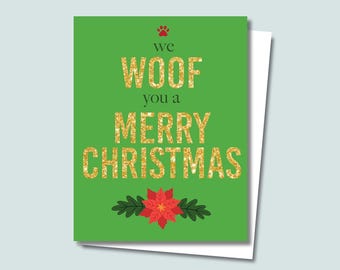 We Woof You a Merry Christmas Holiday Card — Hand-Drawn Greeting Card