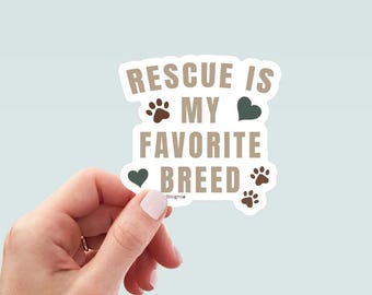 Rescue Dog Sticker, Hand-Drawn Vinyl Decal