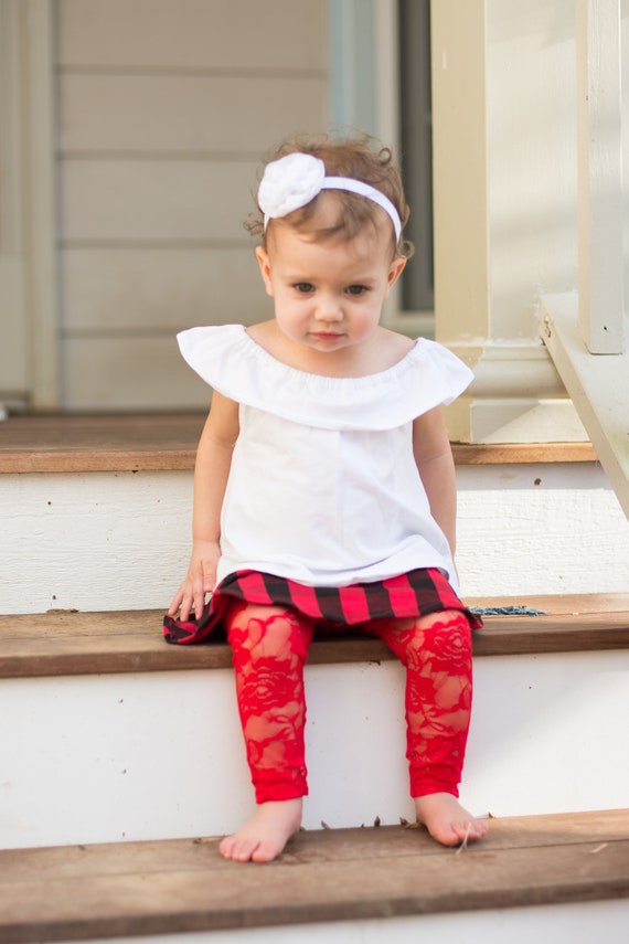 Girls Christmas Leggings Baby Christmas Tights Red Lace Etsy