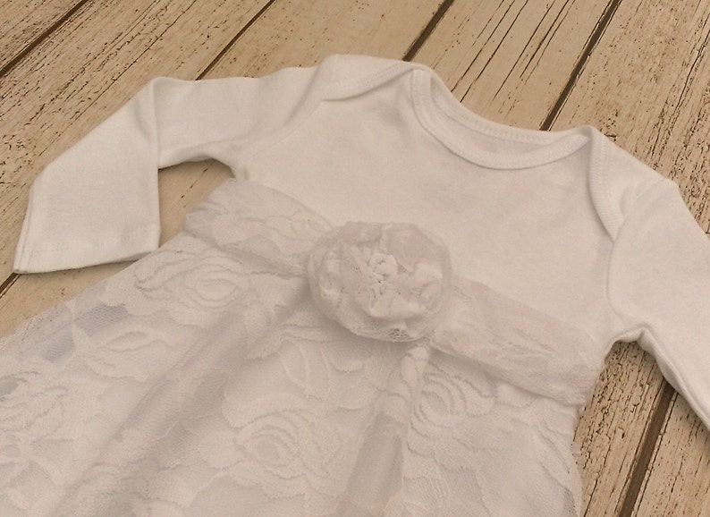 white dedication baby dress