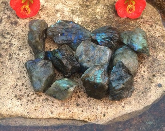 Raw Labradorite Stones (1-2 Inches - AA Grade Crystals - 10+ Pieces Per Pound) - Ideal for Jewelry-Making, Grids, and Crafts