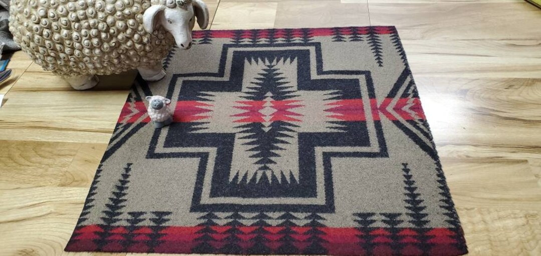 Pnw Wool Southwestern Wool Fabric Remnant Piece Med Wt. Tribal Aztec Native.free Shipping Etsy
