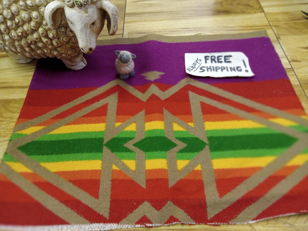 Pnw Wool Fabric Southwestern Wool remnant Blanket Wt. Piece/native ...