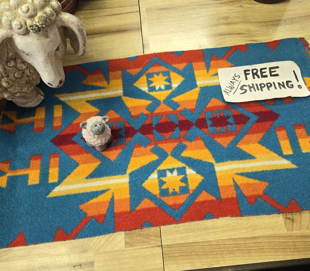 Pnw Wool Southwestern Wool remnantfabric Blanket Wt. Piece/native ...