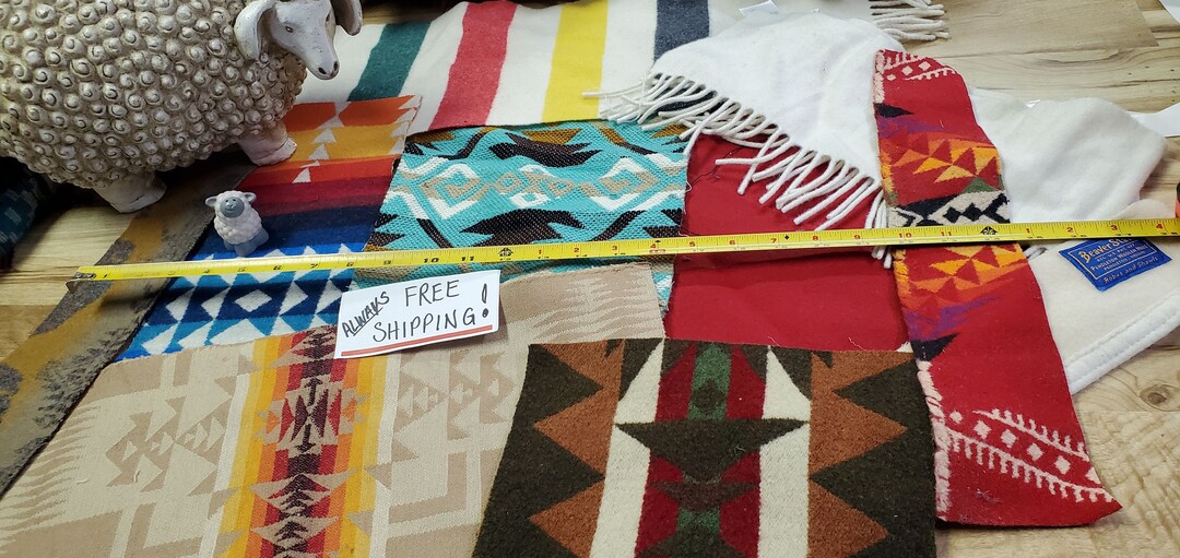 Pnw Wool REMNANT Southwestern Wool Fabric Blanket Piece. Etsy