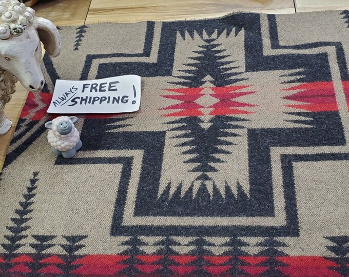 Pnw Wool Southwestern Wool Fabric Remnant Piece Med Wt. Tribal Aztec Native. Always Free