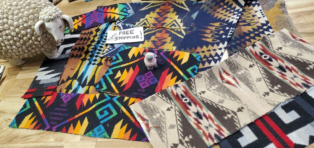 Pnw Wool Remnant Southwestern Wool Fabric Blanket Piece. Native Tribal Free Shipping Please