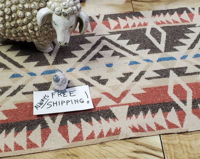 Southwestern Wool Remnant Med. Wt.blanket Piece Wool Fabric New to Store Free Shipping Please