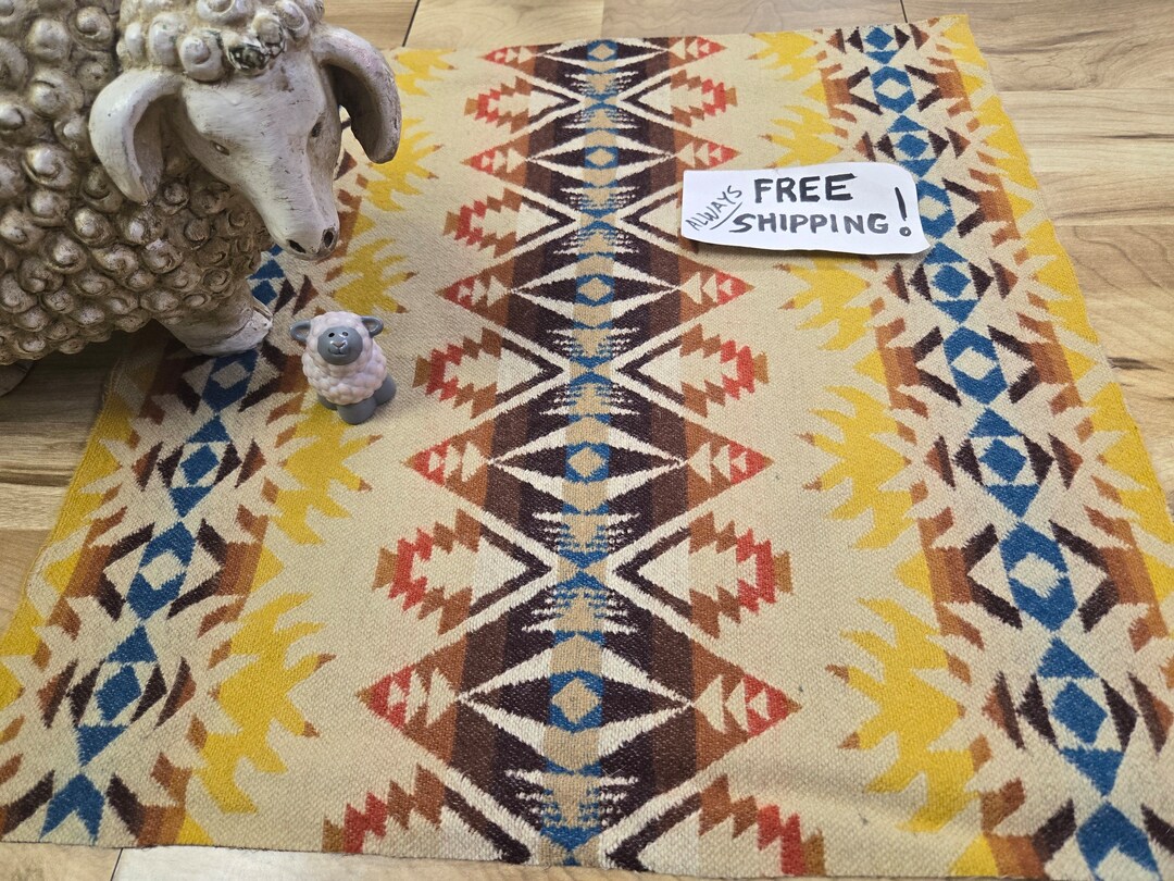 Pnw Wool Southwestern Wool Fabric Remnant Piece Med Wt. Tribal Aztec Native.free Shipping Etsy