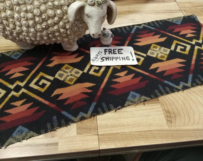 Pnw Wool Southwestern Wool remnantfabric Blanket Wt. Piece/native ...