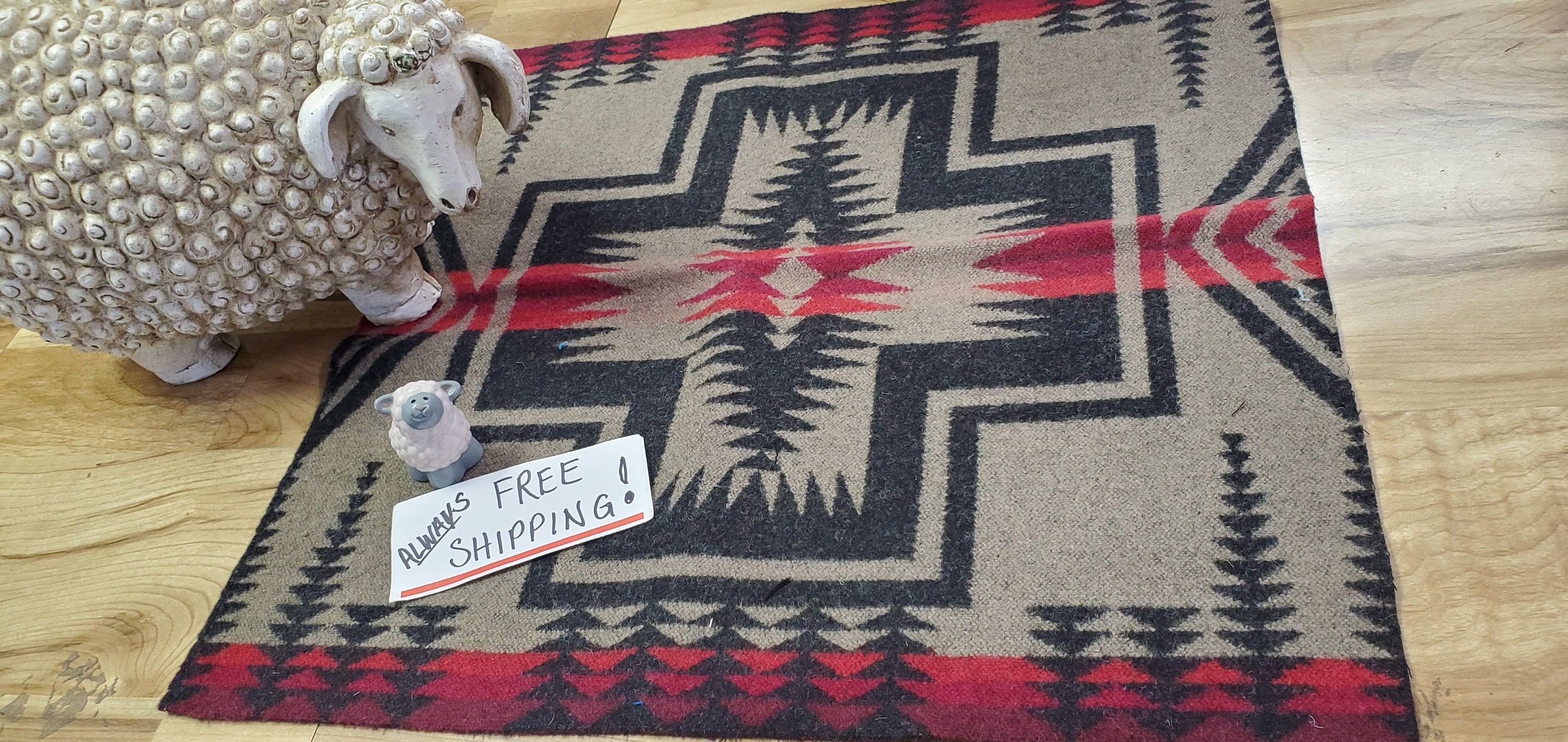 Pnw Wool Southwestern Wool Fabric Remnant Piece Med Wt. Tribal Aztec Native.free Shipping Etsy