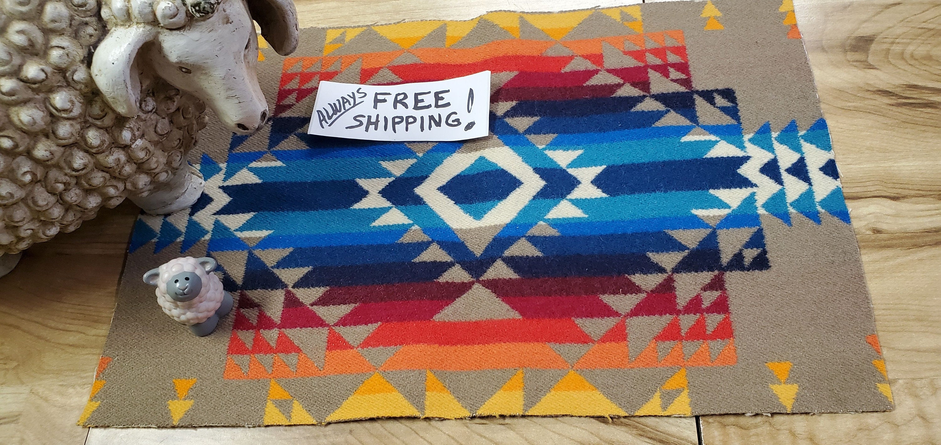 Pnw Wool Southwestern Wool remnantfabric Blanket Wt.piece : Aztec ...