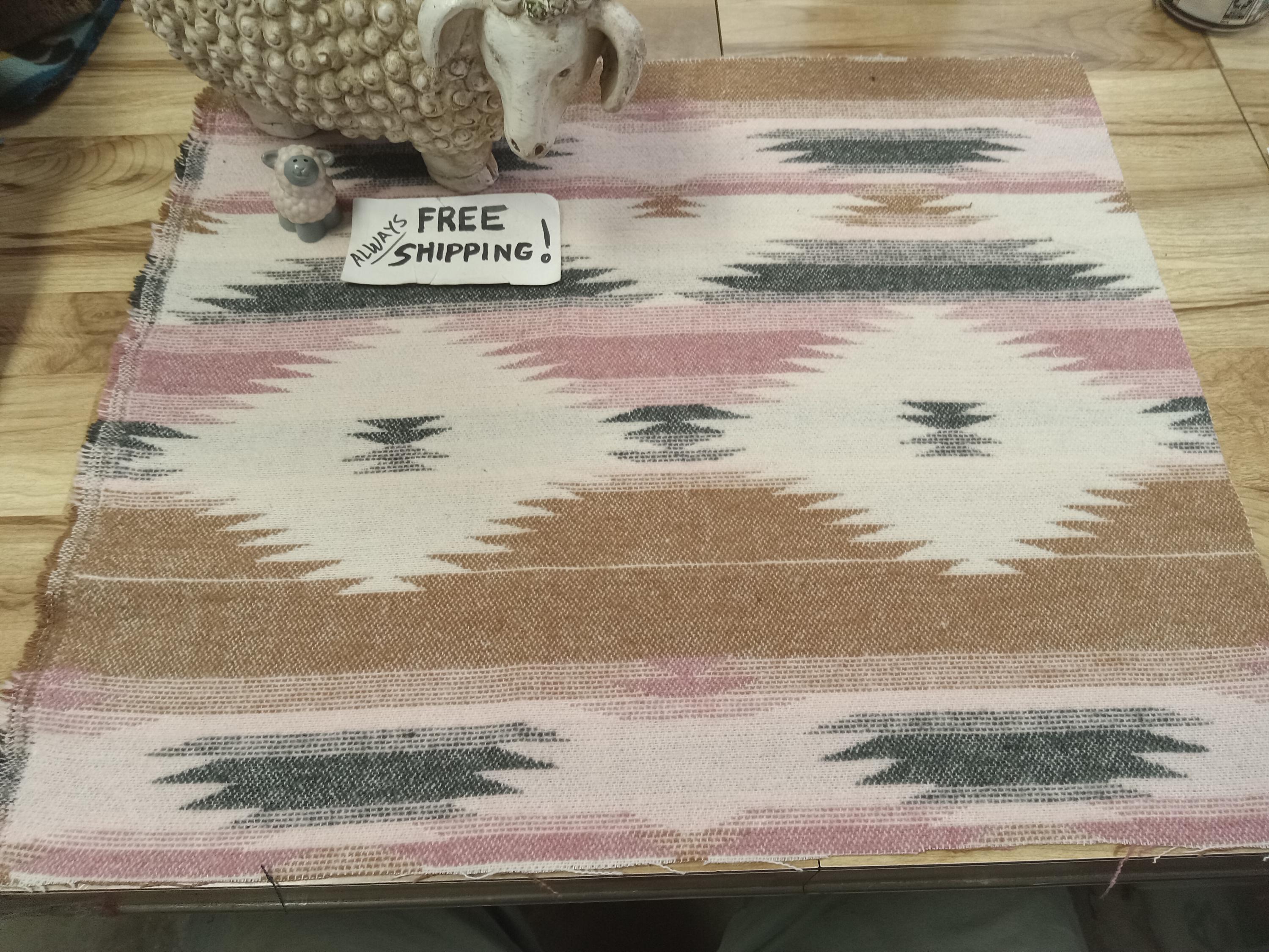 Southwestern wool  fabric Remnant Med.Wt.Blanket piece fabric/native aztec/tribal. New /Always free shipping! Please favorite my shop.