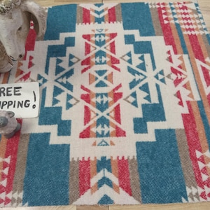 Southwest fabric wool remnant Wt.Blanket piece wool aztec/Tribal native. New to store free shipping! Please favorite my shop.