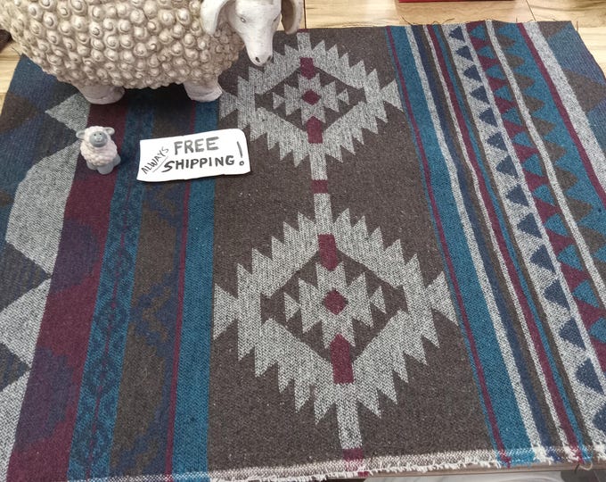 Pnw Wool Southwestern Wool remnantfabric Blanket Wt. Piece/native ...