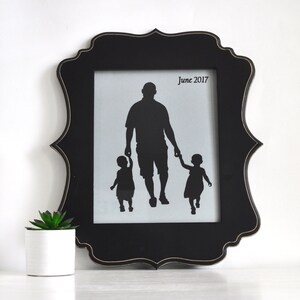 8x10 inch Custom Traditional Silhouette Portrait of 2-3 Full Body Children and/or Adults; 23 Color Options