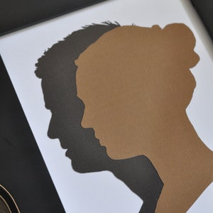 8x10 Layered Traditional Silhouette Portraits of Adult or Child's Profile Choice of 23 Colors Anniversary Gift Wedding Gift Parents image 2