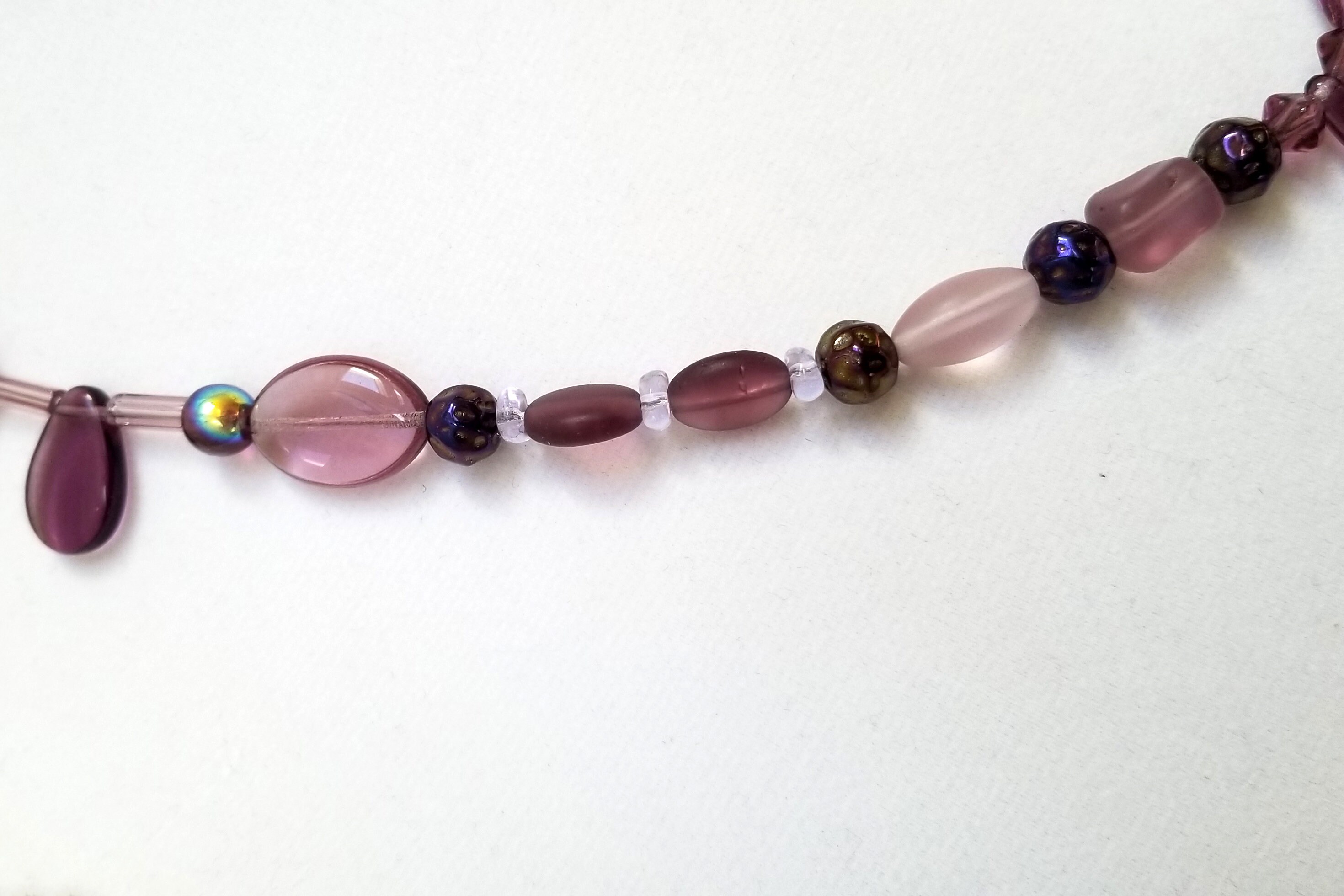 Purple Czech Glass Bead Necklace / Purple Glass Bead Necklace / Purple