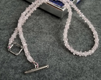 Rose Quartz Necklace, Minimalist Necklace, Layering Necklace, Pink Dainty Necklace